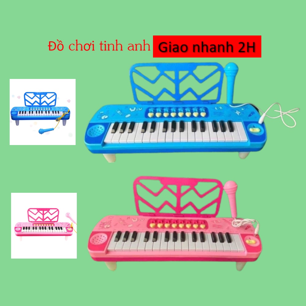 Kèm pin - Đồ Chơi Đàn Piano Có Nhạc Và Micro Giúp Bé Học Hát và học nhạc Vui Vẻ