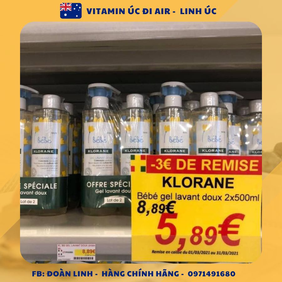 Sữa tắm gội 2in1 Klorane bebe mẫu mới nhất chai 500ml, Hàng chuẩn Pháp đi air, Sữa tắm Klorane bebe hàng Pháp