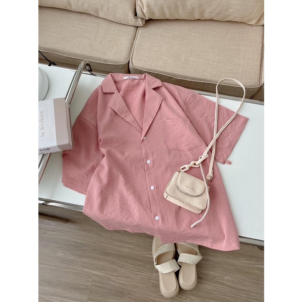 [Ảnh thật/Video] Áo sơ mi đũi lạnh Salim thiết kế Cổ V Áo sơ mi basic Hàn Quốc