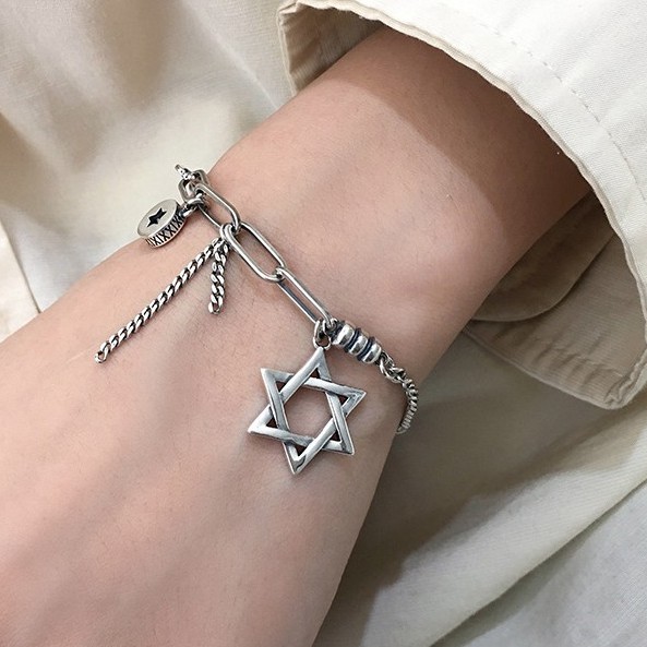 [Freesize] Lắc Tay/ Vòng Đeo Tay Nam/ Nữ Bạc 925 Cao Cấp ERASHOP 077675 - Dây Xích Sao Đá Cá Tính, Cool Ngầu, Rẻ Đẹp