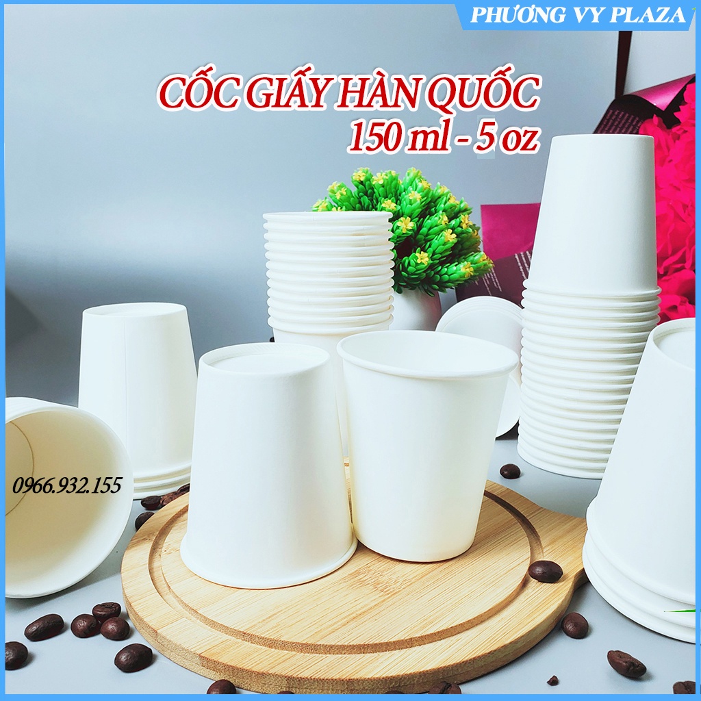 Set 50 cốc giấy trắng trơn đủ size nhỏ