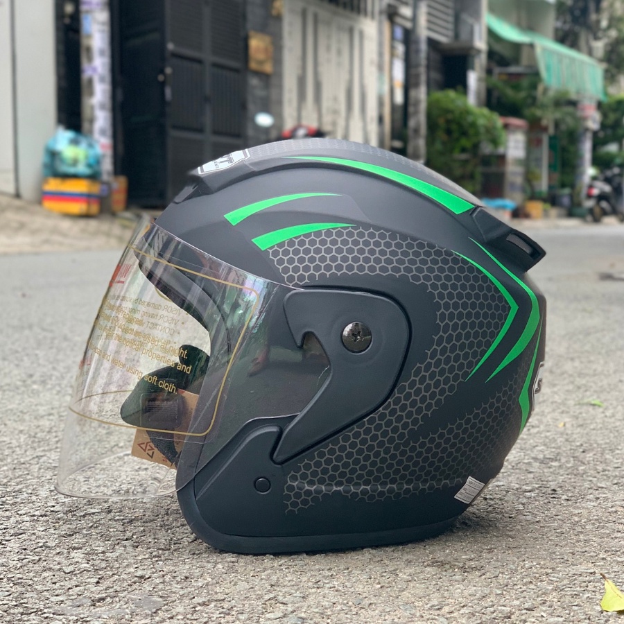 Mũ Bảo Hiểm Thể Thao 3/4 có kính SRT V2 Tem Tổ Ong