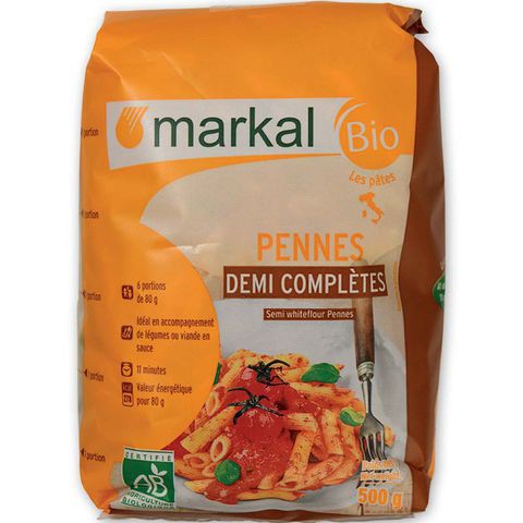Mì ống bán lứt hữu cơ penne Markal 500g