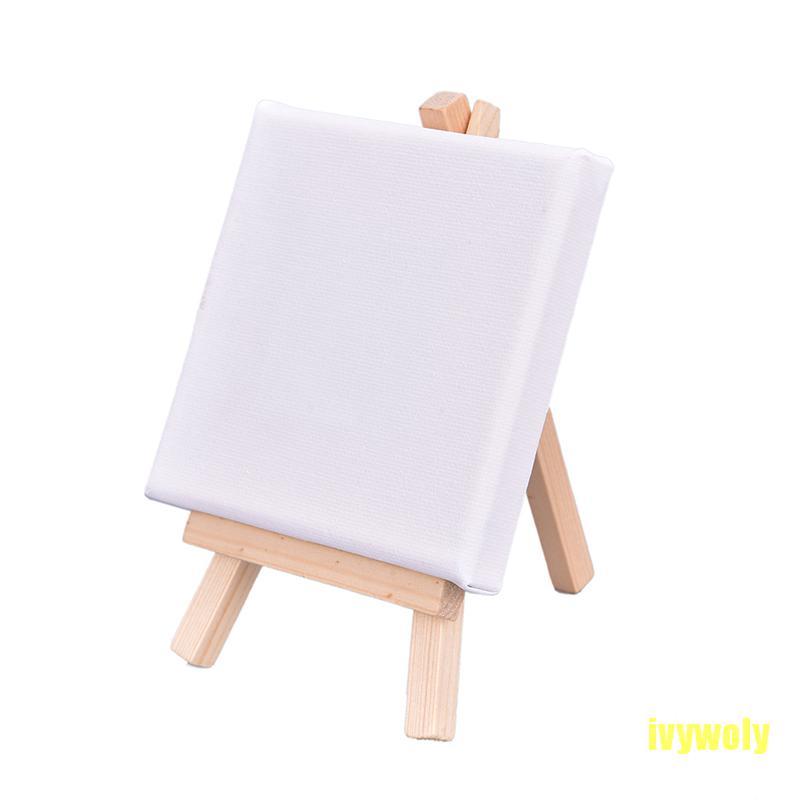 Mô Hình Tranh Vẽ Canvas+Giá Vẽ Gỗ Mini 10cm X 10cm Cho Bé