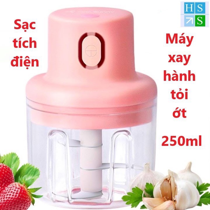 [MẪU MỚI] MÁY XAY TỎI ỚT MINI TÍCH ĐIỆN THẾ HỆ MỚI THỂ TÍCH 250ML