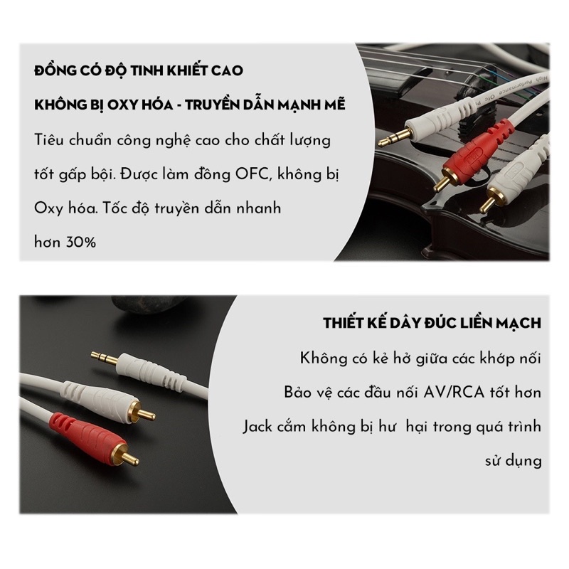 (1.8m/3m/5m/10m) Dây cáp âm thanh rắc 3.5 RA 2 AV  chính hãng JSJ
