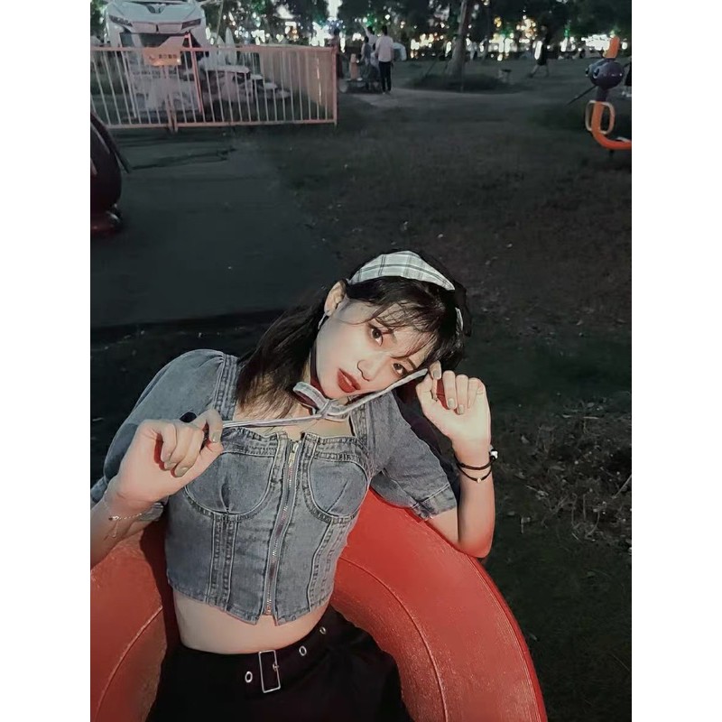 [SẴN BIG SIZE] Áo croptop jeans cá tính phong cách ulzzang | BigBuy360 - bigbuy360.vn