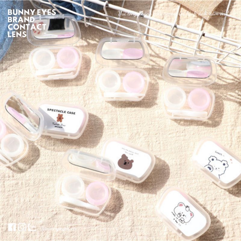 Khay Lens BUNNY EYES Có Gương - Kèm Dụng Cụ Đeo Lens