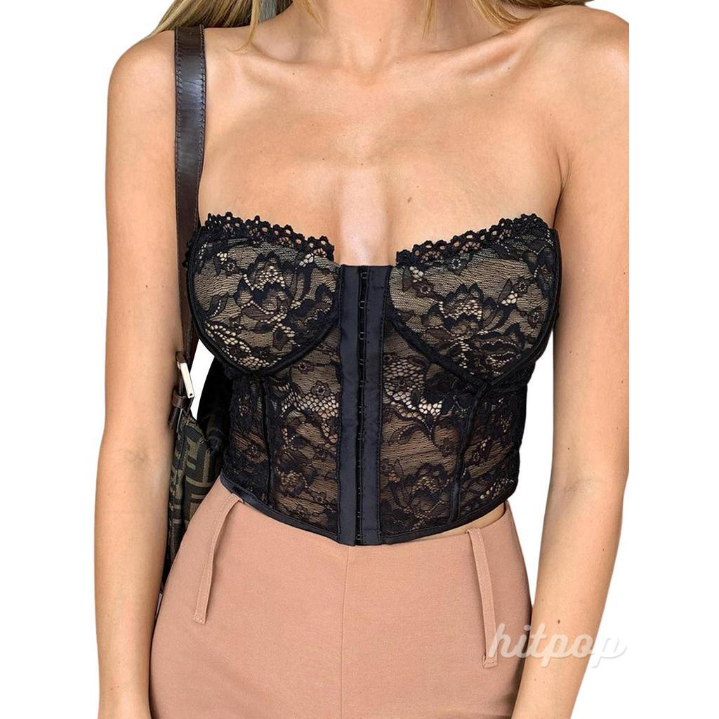 Áo Lửng Hai Dây Phối Ren Phong Cách Quyến Rũ Dành Cho Nữ