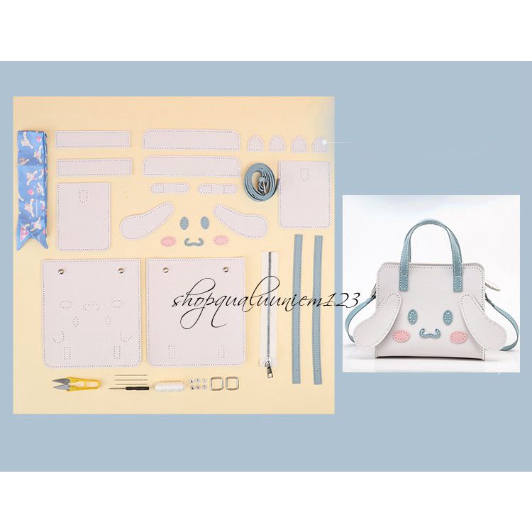 Tết Bộ nguyên liệu DIY làm túi xách tay hình thỏ gấu handmade ,túi da PU đáng yêu chơi tết