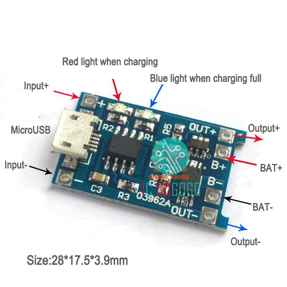 Bảng Mạch Sạc Pin Li-Ion Lipo Micro Usb Pcb Bms Hai Trong Một 3 Pin 5v 1a 2a Tp4056 3.7v Lithium / Nhiều Màu | BigBuy360 - bigbuy360.vn