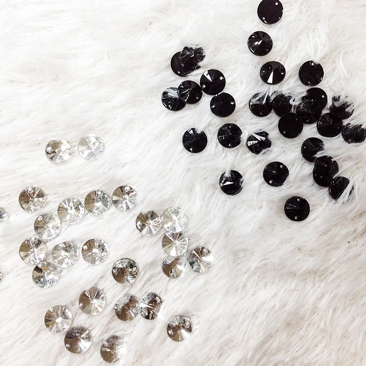 10 Hạt đá 3d nhựa kết áo dài áo đầm hình tròn chóp size 1cm