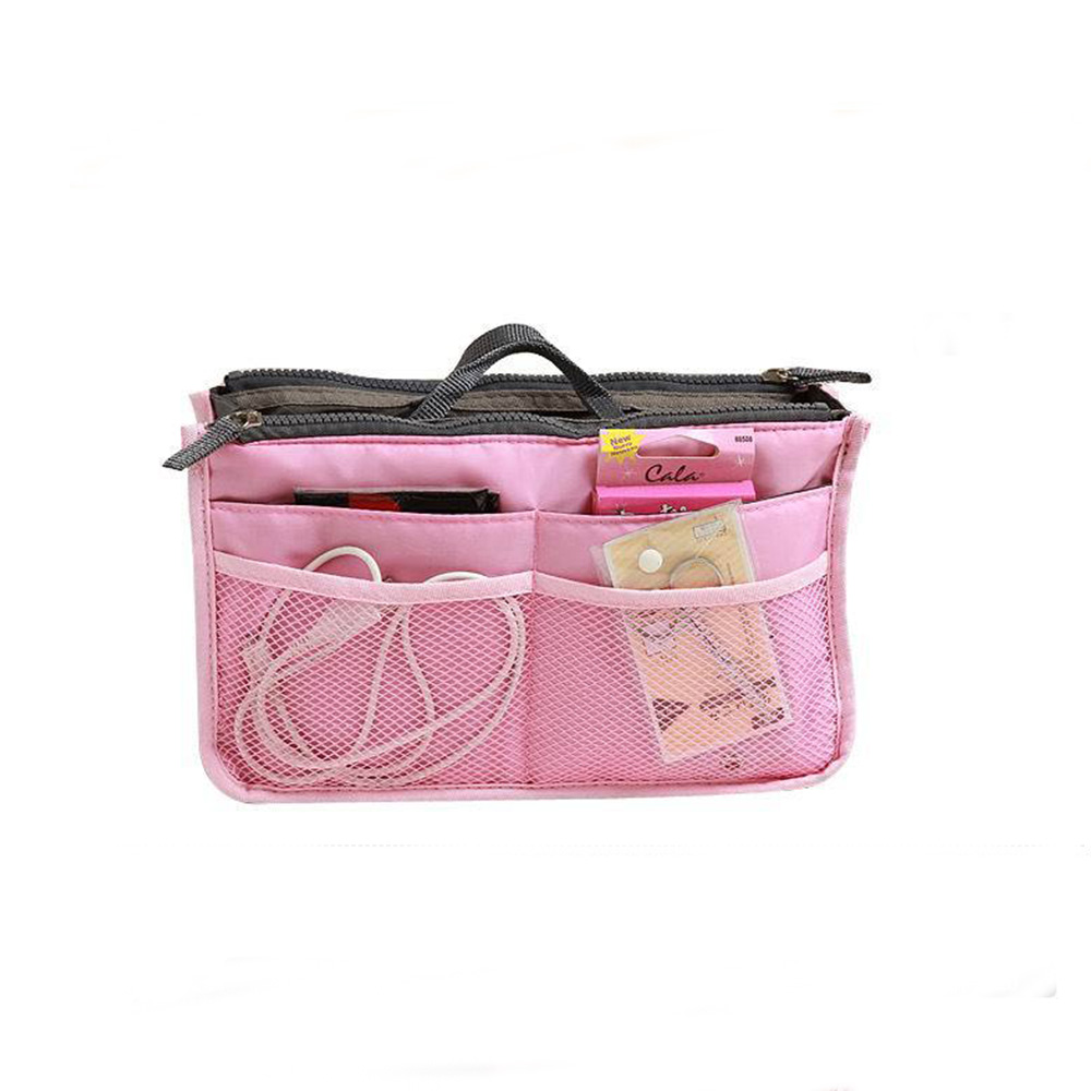 QQMALL Women Cosmetic Bag Travel Storage Bag Makeup Bag Cosmetic Purse Organizer Handbag Liner Double Zipper Cosmetic Storage/Multicolor