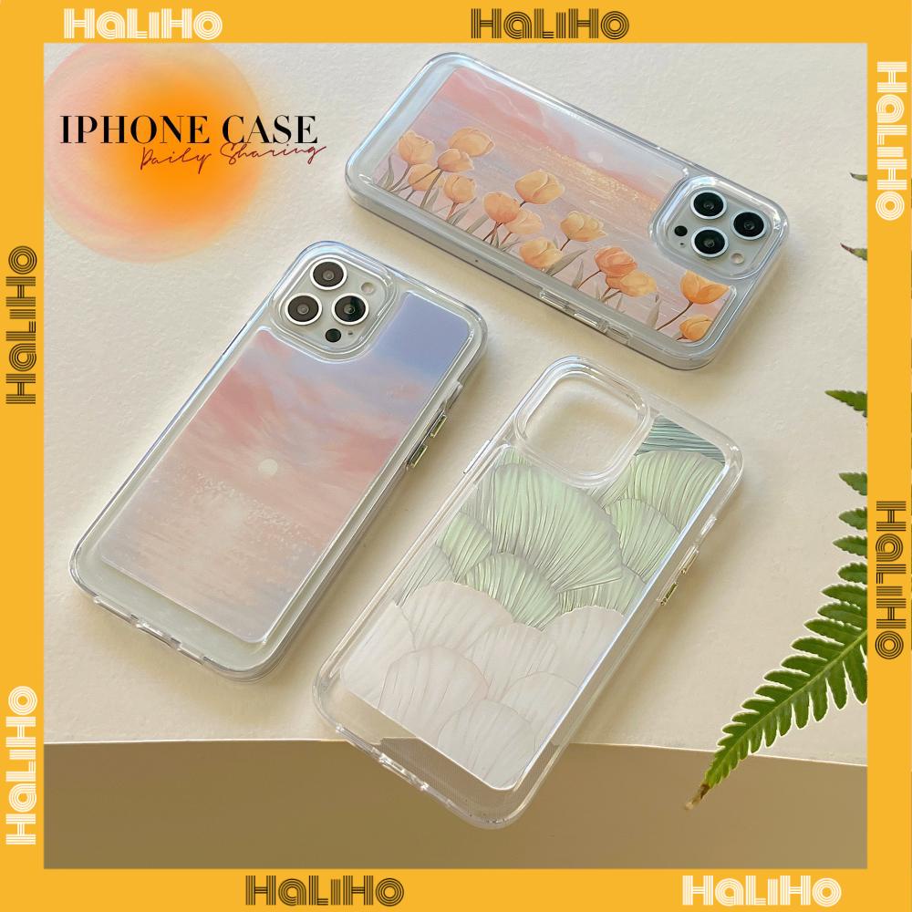 iPhone Case Silicone Soft Case Clear Case Thickened Shockproof Protection Camera Sunset Flower Compatible For iPhone 11 iPhone 13 Pro Max iPhone 12 Pro Max iPhone 7 Plus iPhone xr