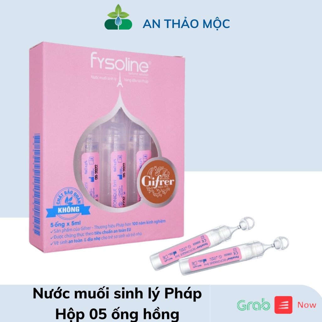 Fysoline nước muối sinh lý pháp,vệ sinh mắt mũi miệng cho bé.Hộp 5 ống hồng.anthaomoc