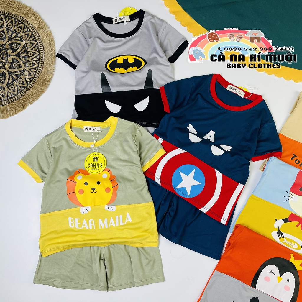 Size(9-32Kg)FREE SHIPBộ Thun Lạnh Dể Thương Cho Bé Gái Bé Trai, Đủ Màu