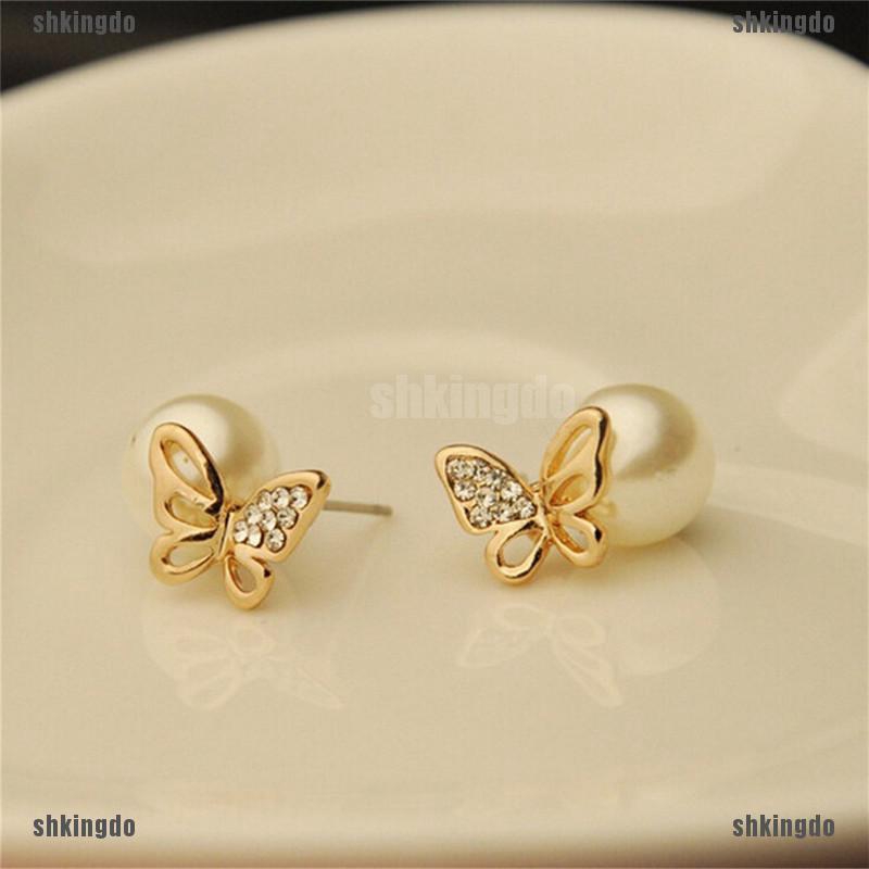 Hoa tai đính ngọc hình bướm xinh xắn lấp lánh