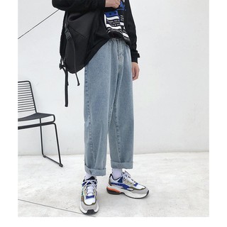 (Giá Cực Rẻ Hàng Thanh Lí Nghỉ Bán) Quần Jean nam Ống Rộng-MÀU XÁM ĐEN CHẤT LIỆU XẤU VÀI RA MÀU