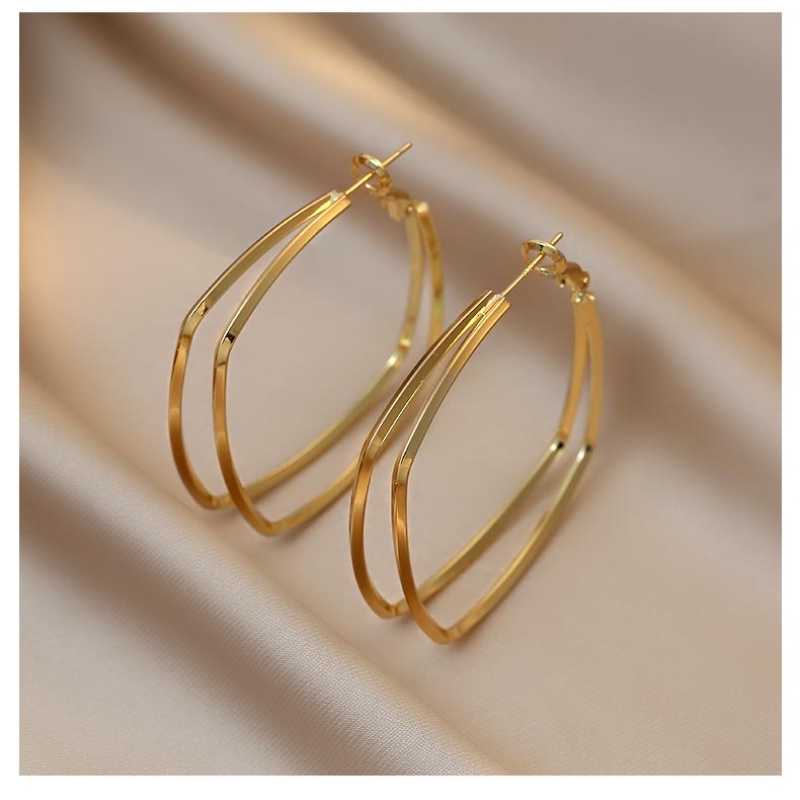 Khuyên Tai Hai Lớp Đơn Giản Cá Tính Theo Phong Cách Hàn Quốc