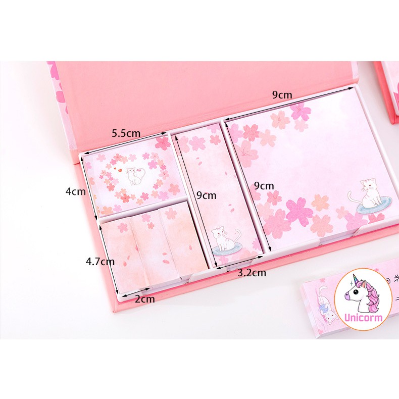 Set 480 Giấy nhớ - giấy ghi chú Sakura cat siêu đáng yêu - Có Hộp đựng cao cấp