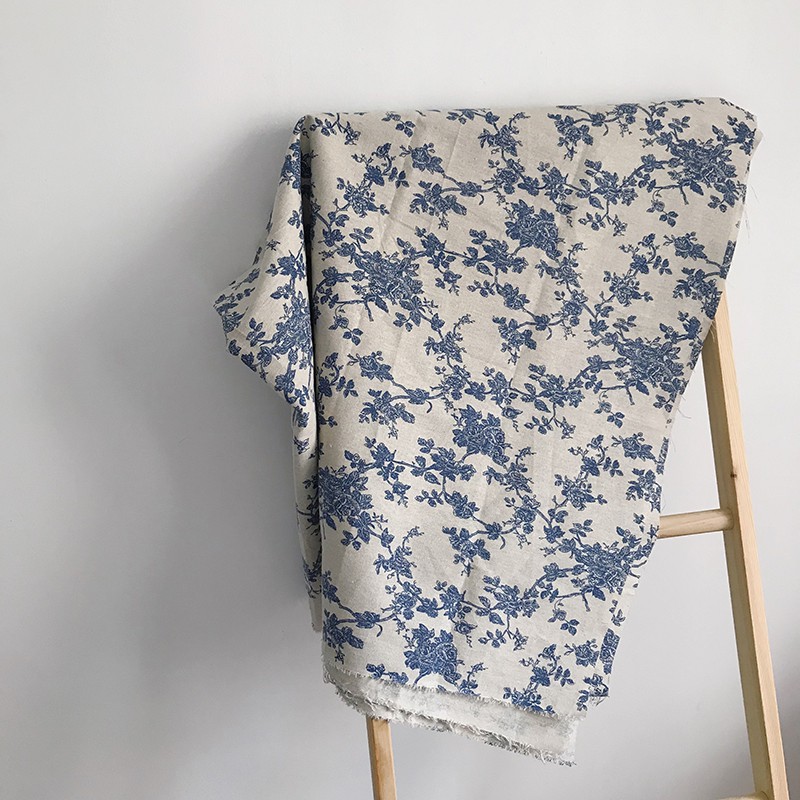 Khăn trải bàn hoa hồng xanh dương Retro