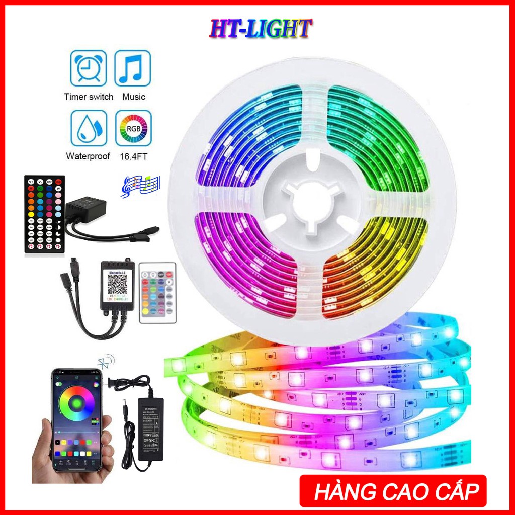 (HÀNG CAO CẤP) Đèn Led Tiktok Bọc Silicon 5m Rgb Mix full 25 màu - Đôi Bàn Dây - HT_Light