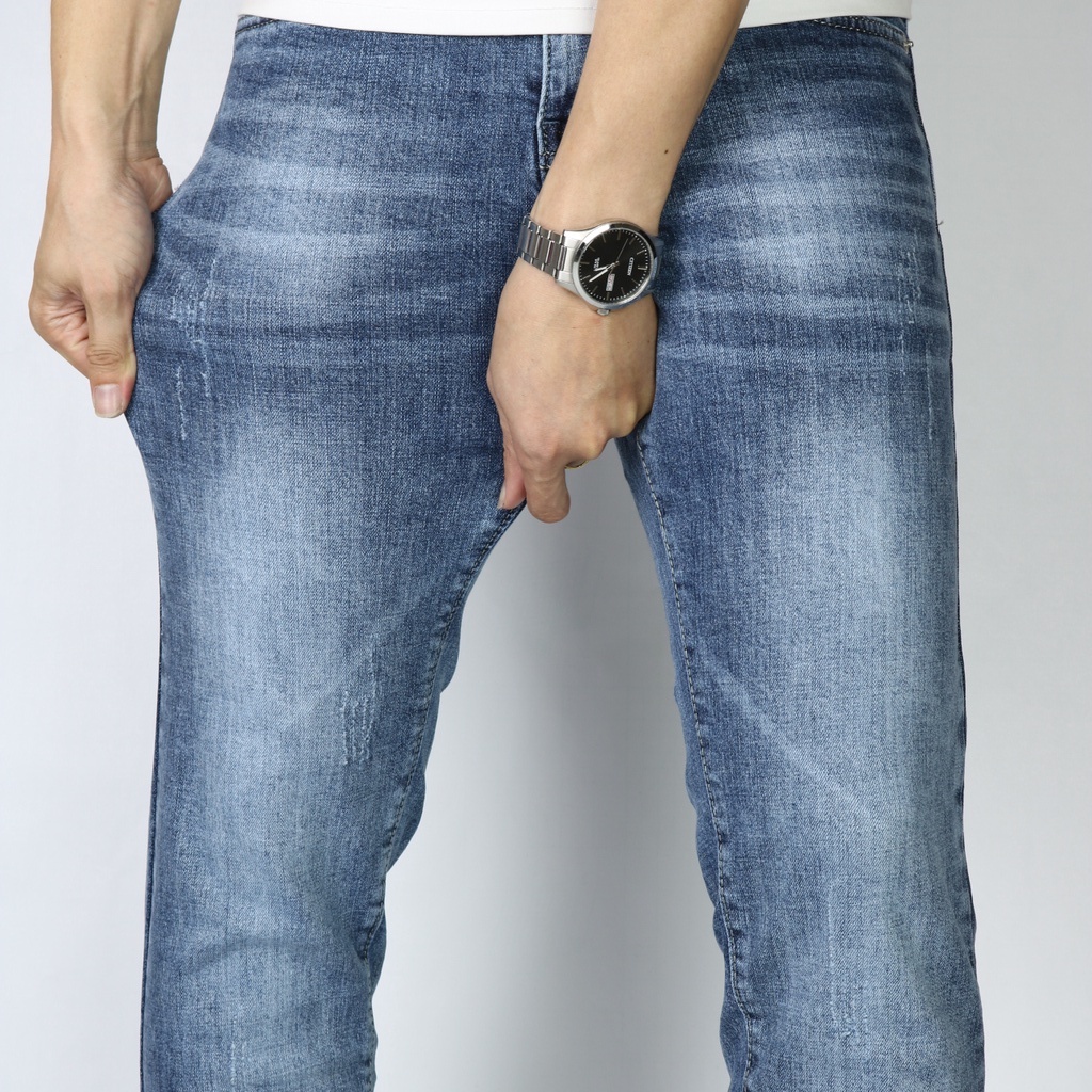 Quần jean nam xanh bạc râu mèo X0133RM chất bò cao cấp vải không ra màu form ôm Slimfit quần jeans đẹp