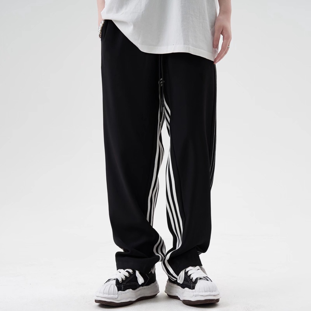 Quần Thể Thao Ống Rộng Họa Tiết Kẻ Sọc Hai Bên Đơn Giản Dành Cho Nam Và Nữ