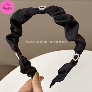 Bờm turban xước tóc lụa đính hạt, bờm tóc, xược tóc phong cách Hàn Quốc