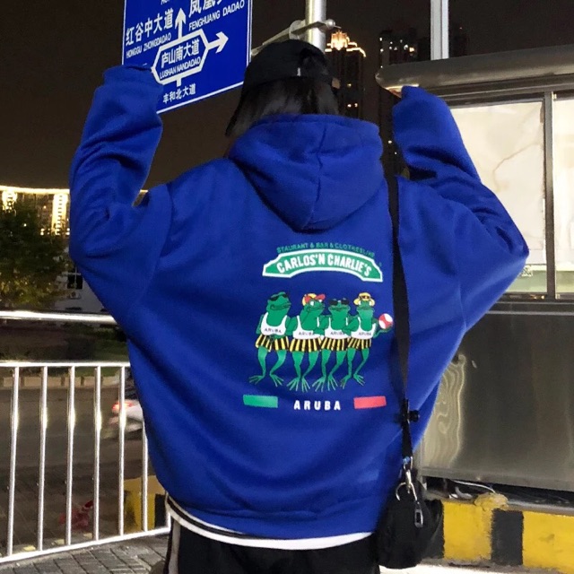 - Áo hoodie nỉ bông ulzzang hình ếch xanh