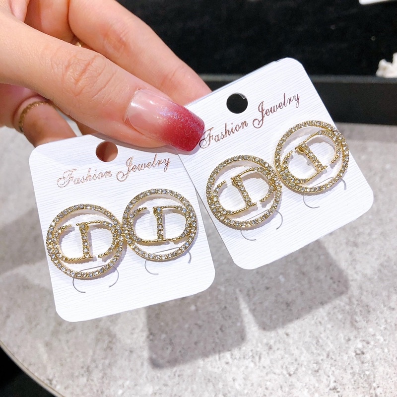 Bông tai nữ đính đá nhân tạo