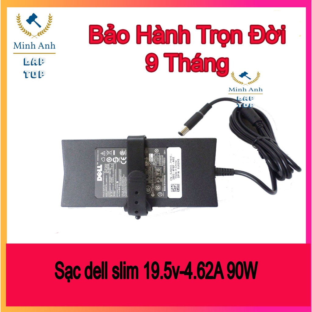 Sạc Laptop Dell 19.5V - 4.62A - 90W Slim (mỏng) - Chân Kim to chính Hãng
