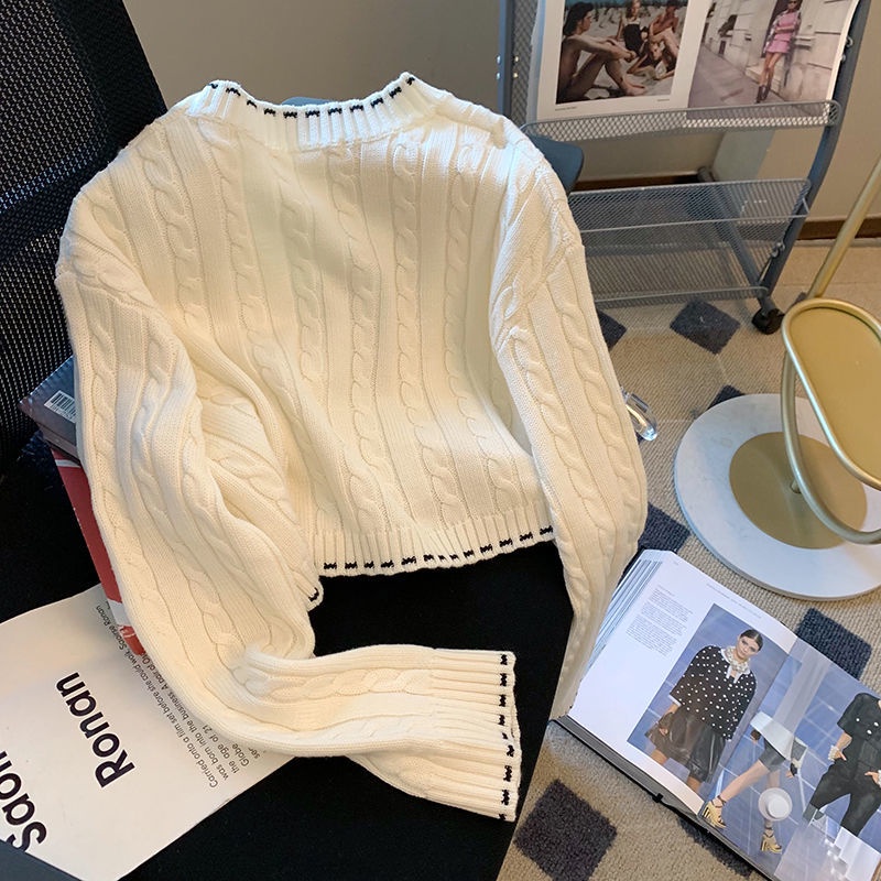 Áo Sweater Dệt Kim Cổ Tròn Thời Trang Mùa Thu Cho Nữ  tao bao