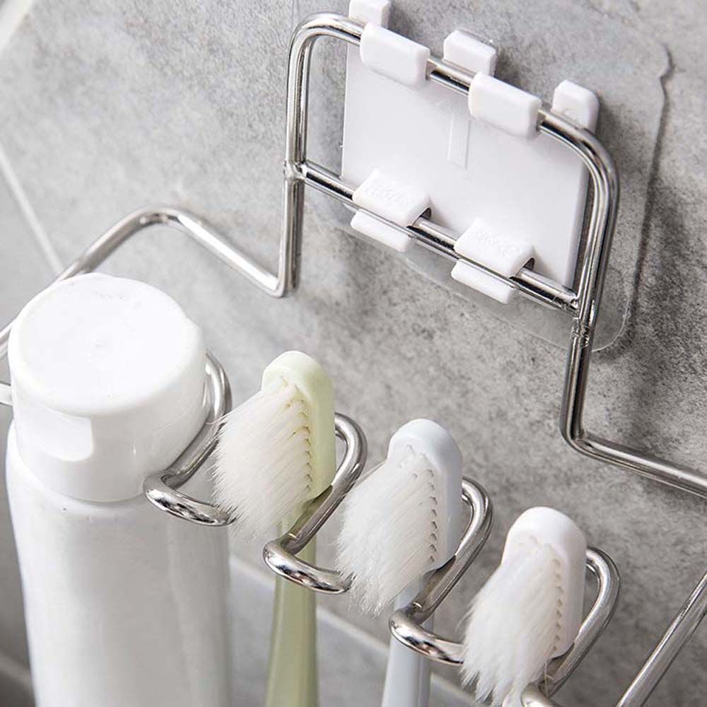 Giá đỡ bàn chải đánh răng bằng thép không gỉ gắn tường không để lại dấu thiết kế đa năng tiện dụng