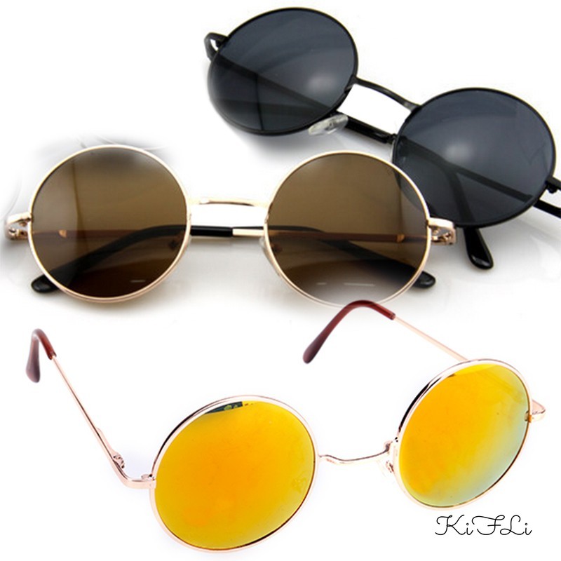 Kính Mát Gọng Kim Loại Hình Oval Phong Cách Cổ Điển