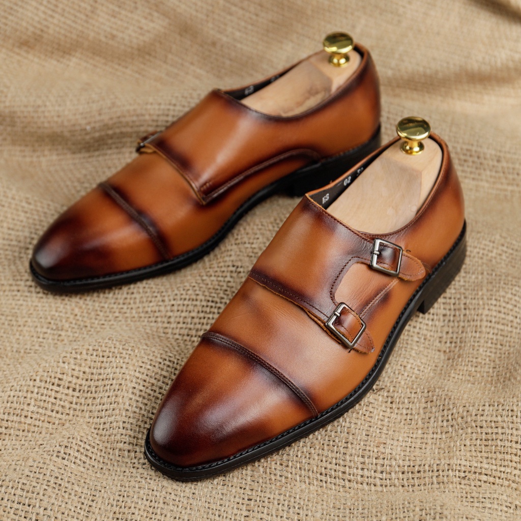Giày tây nam ERMAND da bò thật bảo hành 12 tháng dáng Double Monkstrap - Mã T78