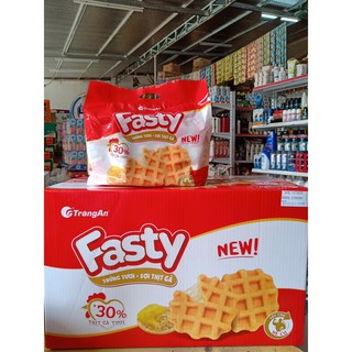 Thùng 12 bịch bánh trứng tươi sợi thịt gà Tràng An Fasty