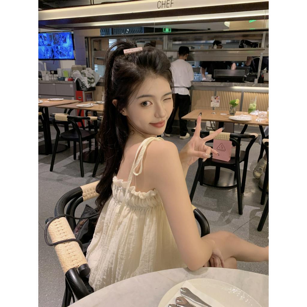 Xiaozhainv Áo Hai Dây Dáng Suông Ngọt Ngào Thời Trang Phong Cách Hàn Quốc Cho Nữ