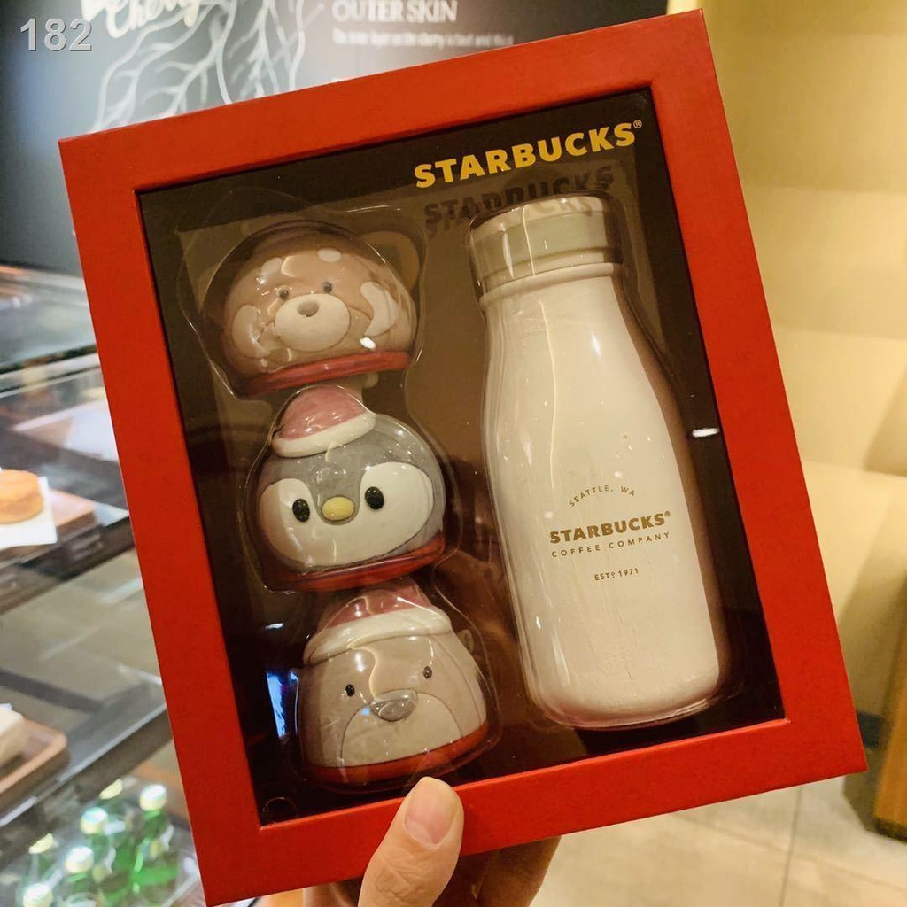 [bán chạy]Cốc Starbucks 2020 Giáng sinh mới dễ thương bánh gừng đỏ người đàn ông chim cánh cụt gấu phích uống cà phê