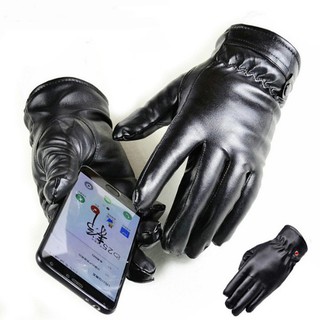 Găng tay da cảm ứng cao cấp lót lông cừu
