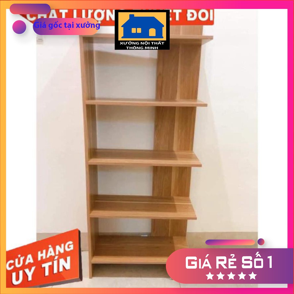 Kệ sách gỗ 5 tầng đa năng bằng gỗ cứng cực đẹp, kệ góc tường gỗ công nghiệp chống ẩm cao cấp