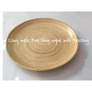 Đĩa gỗ tròn bằng gỗ tre Mộc Tre kích thước 28x3cm ( size lớn )