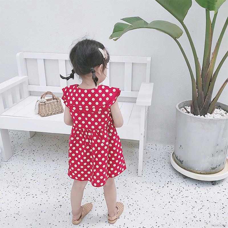 Đầm sát nách chấm bi cho bé gái