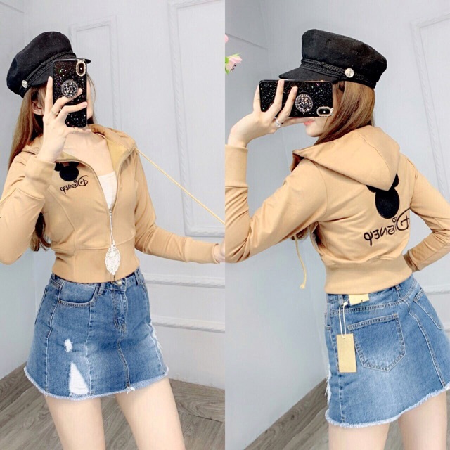 Áo khoác thun da cá phom lửng thêu gấu | BigBuy360 - bigbuy360.vn