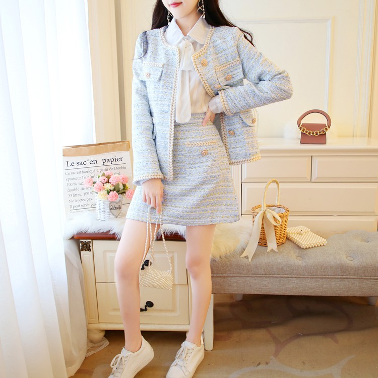 Set tweed 3 món siêu sang áo sơ mi trắng phối áo khoác và váy ngắn (có clip + hình thật) | BigBuy360 - bigbuy360.vn