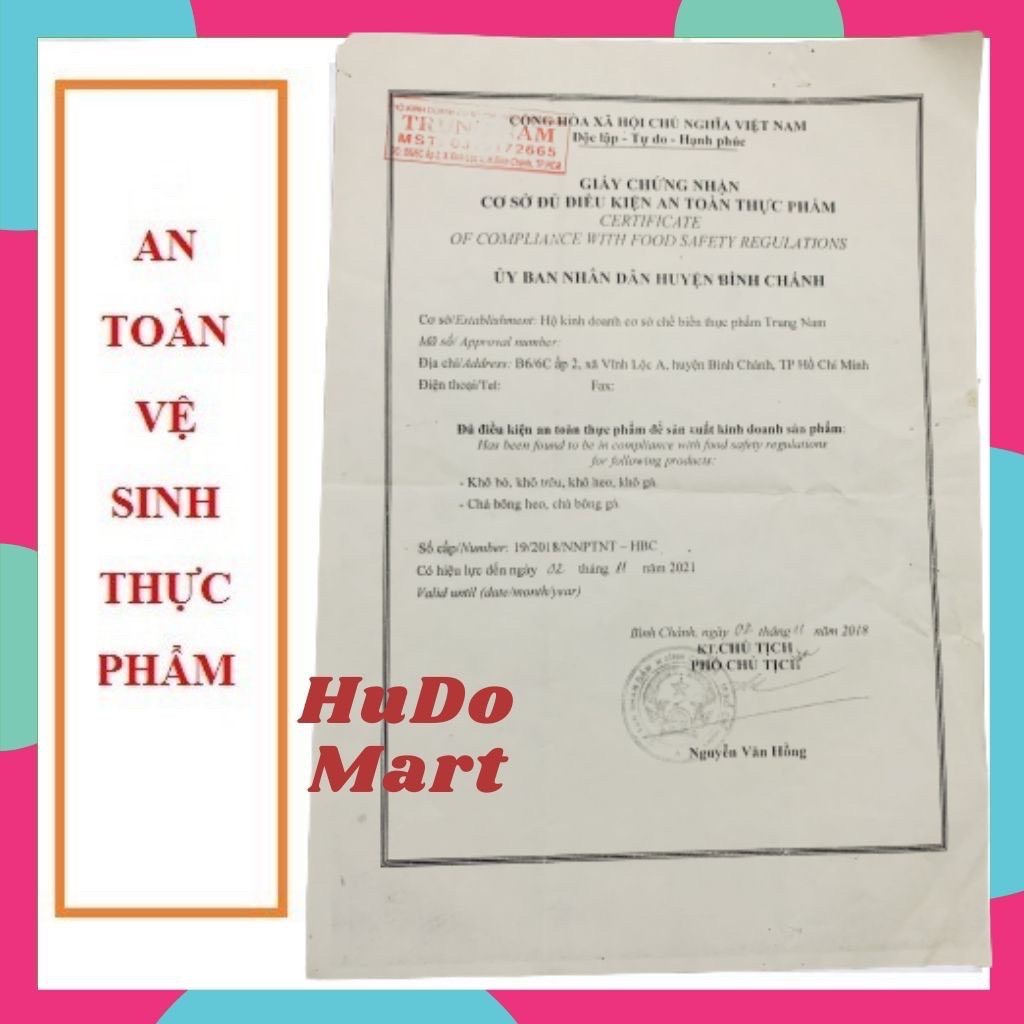 1kg KHÔ GÀ LÁ CHANH HUDO MART CÓ VSATTP