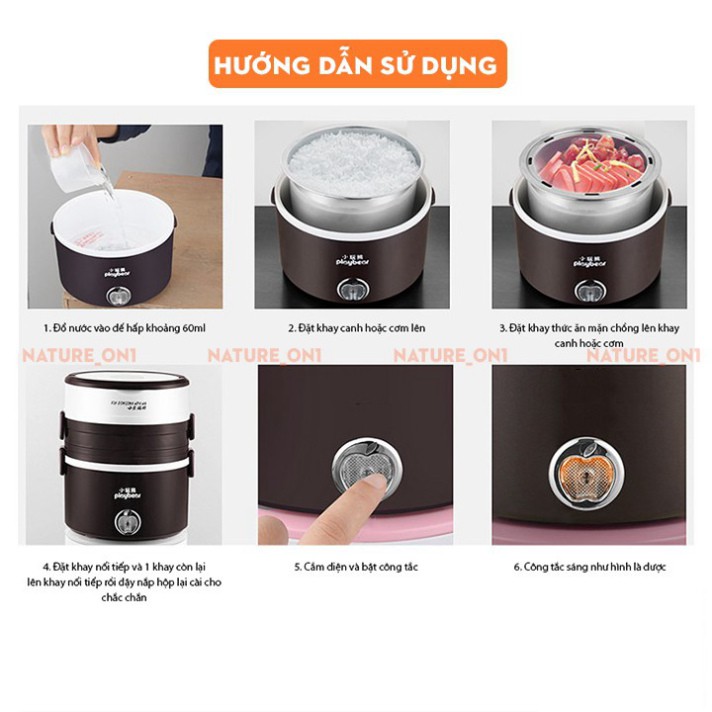 Hộp cơm cắm điện 3 tầng tiện lợi, có lõi inox - Hộp cơm giữ nhiệt, hâm nóng thức ăn nhanh cho dân văn phòng, dân phượt