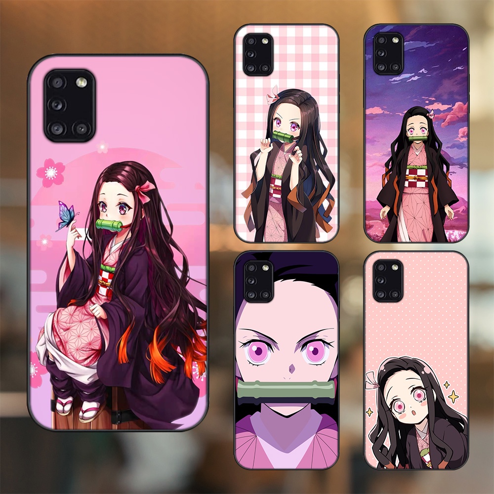 Ốp lưng Samsung A31 viền đen in hình Nezuko Kimetsu no Yaiba
