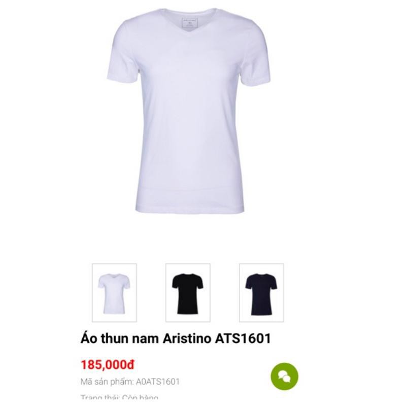 Áo phông trắng Aristino cổ tim trẻ trung, sales mạnh từ 185k còn 80k