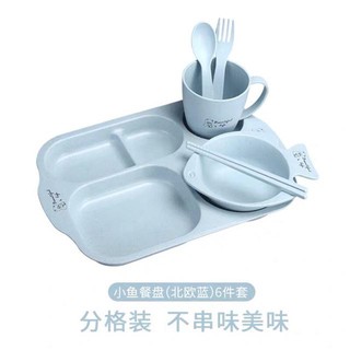 Bộ Khay ăn dặm 6 món lúa mạch cho bé (mẫu bát cá)